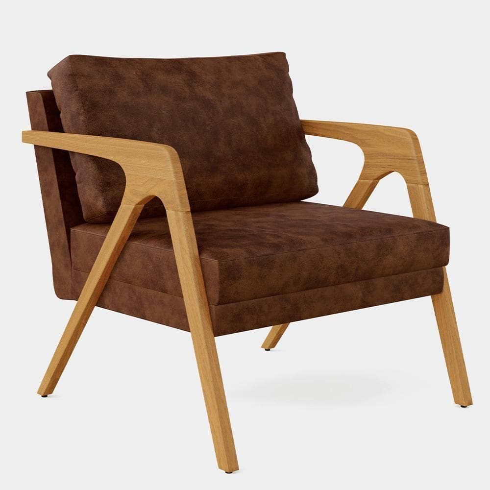 Poltrona Pietra Com Estrutura Madeira Marrom