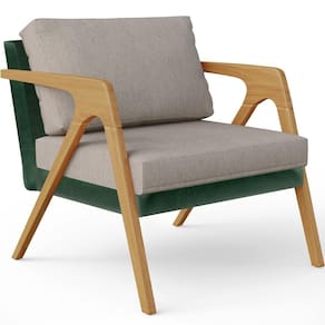 Poltrona Para Sala Estar Pietra Facto Verde Musgo Bege