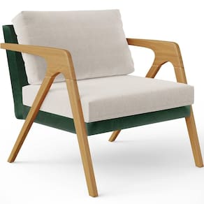 Poltrona Para Sala Estar Pietra Facto Verde Musgo Linho Cru