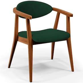 Poltrona Decorativa Para Sala De Estar Jantar Cecília L02 Suede Verde Musgo