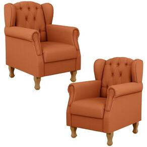 Kit 02 Poltronas Decorativa Para Sala De Estar Yara P02 Tecido Terracota