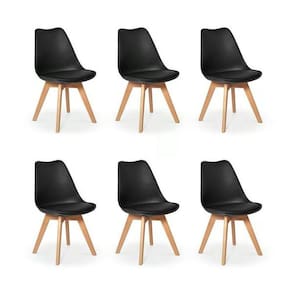 Kit C/6 Cadeiras Leda ? Charles Eames Com Almofada Preta