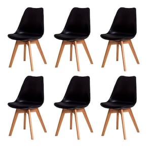 Kit C/ 6 Cadeiras Leda Eiffel Wood Saarinen Preta Preto