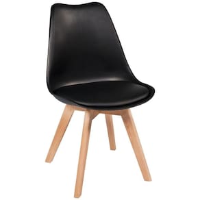 Cadeira Charles Eames Estofada Base Madeira Preta