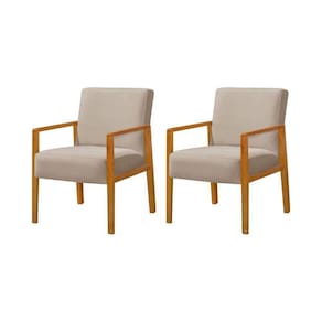 Kit 2 Poltronas Base Em Madeira Maciça Decorativas Bora Bora Veludo Bege - Bege