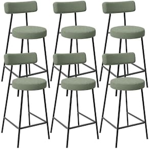 Kit 06 Banquetas Baixa Para Cozinha Sala De Jantar Bar Bancada Milão L02 Bouclê Oliva-LyamDecor