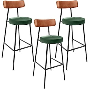 Kit 03 Banquetas Alta Bar Cozinha Sala Jantar Milão L02 Couríssimo Camel Facto Verde