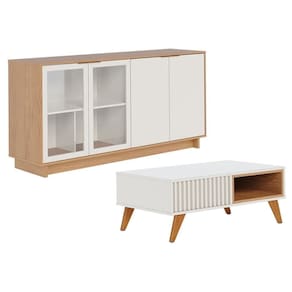 Kit Aparador Com Mesa De Centro Delta C04 Freijó Off White