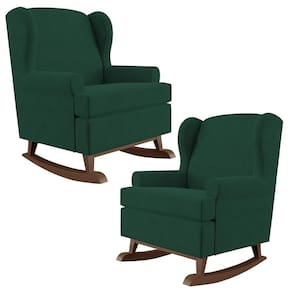 Kit 02 Poltronas Malu Base De Madeira P02 Suede Verde Musgo