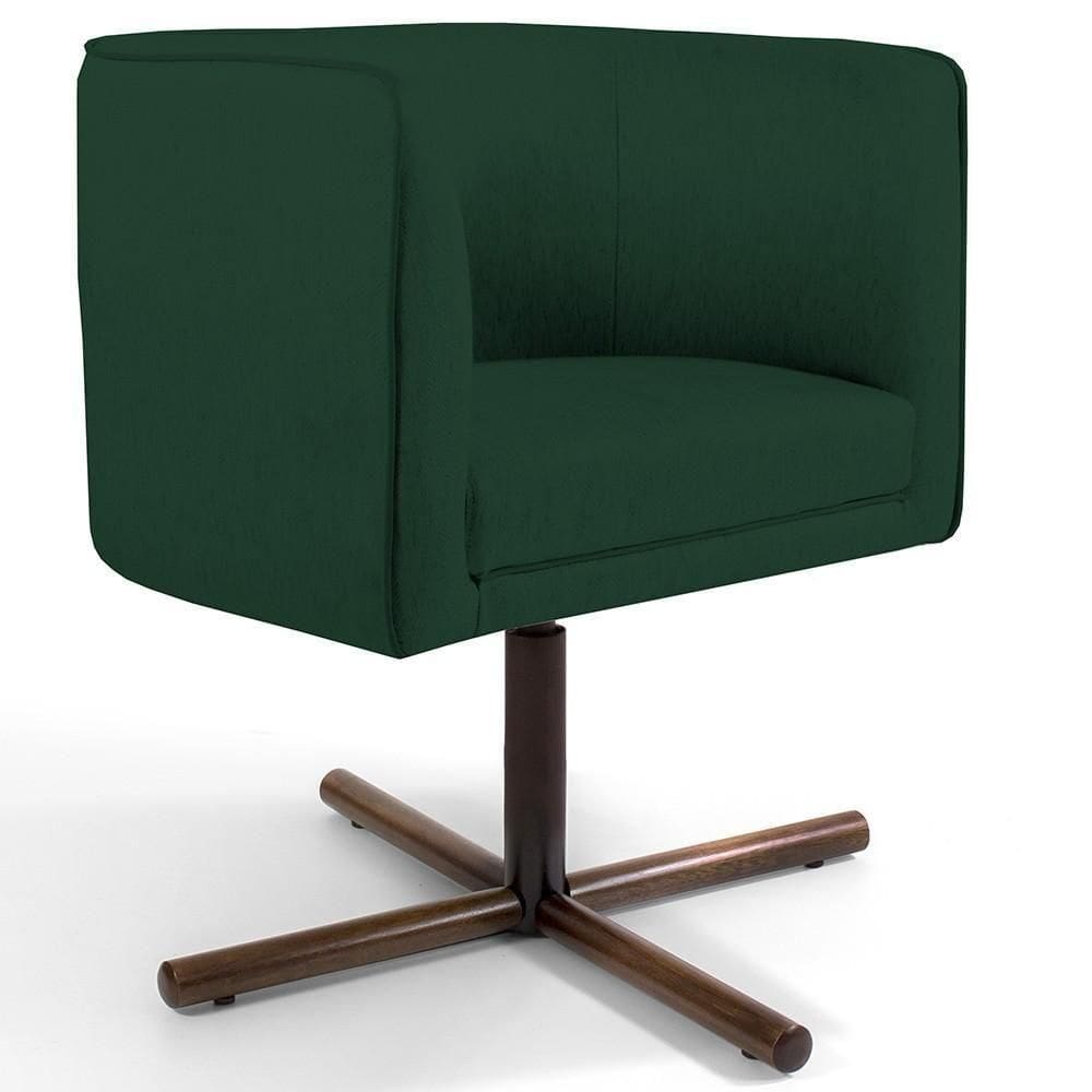 Poltrona Giratória Base X Linho Verde Musgo C-117