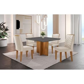 Conjunto Mesa Olímpia Em Mdf Com 4 Cadeiras Liz Grafite