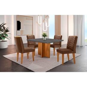 Conjunto Mesa Olímpia 90cm Tampo Em Mdf 4cad Marrom