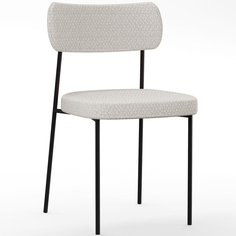 Cadeira Decorativa Estofada Para Sala De Jantar Melina L02 Bouclê Cru