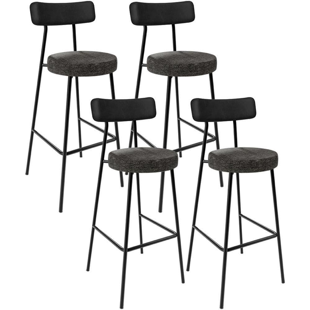 Kit 04 Banquetas Alta Bar Cozinha Sala De Jantar Milão L02 Couríssimo Preto Linho Chumbo