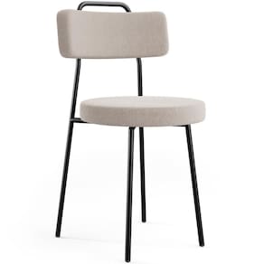 Cadeira Decorativa Estofada Para Sala De Jantar Barcelona L02 Bouclê Creme