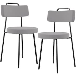 Kit 02 Cadeiras Decorativas Estofada Para Sala De Jantar Barcelona L02 Suede Cinza