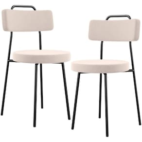 Kit 02 Cadeiras Decorativas Estofada Para Sala De Jantar Barcelona L02 Suede Bege