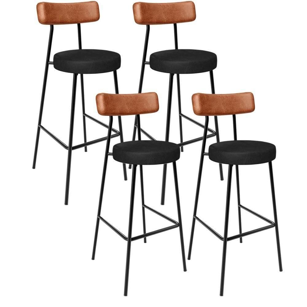 Kit 04 Banquetas Alta Bar Cozinha Sala De Jantar Milão L02 Couríssimo Camel Preto
