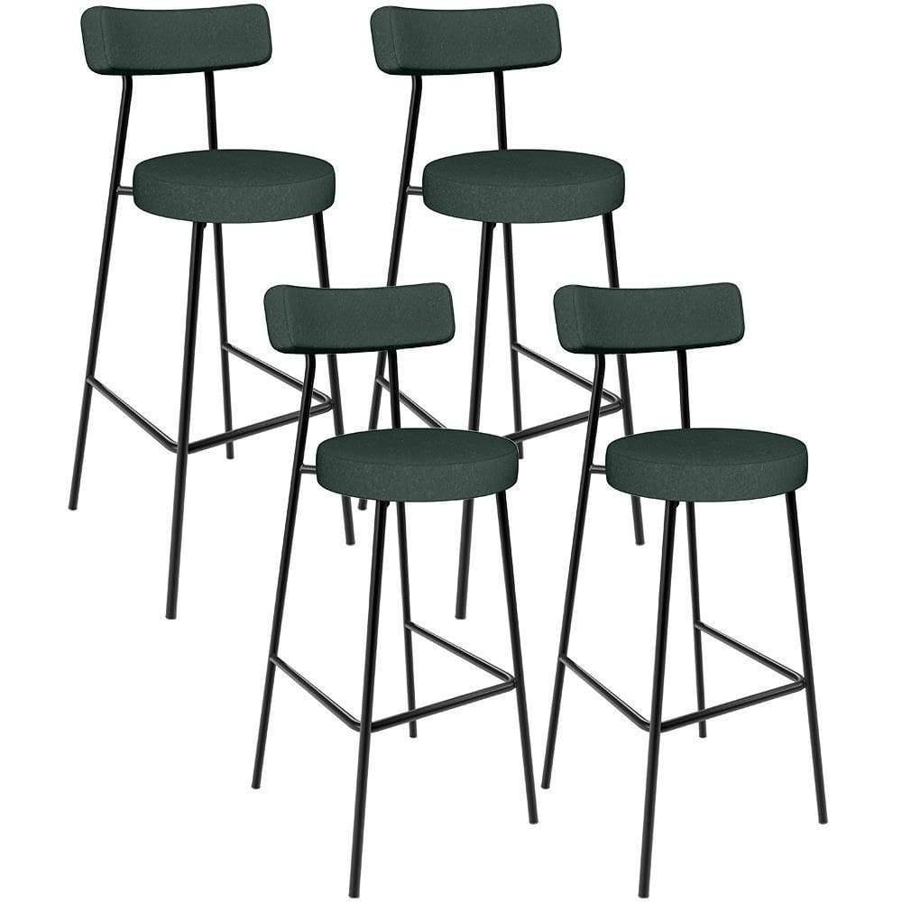 Kit 04 Banquetas Alta Bar Cozinha Sala De Jantar Em Aço Milão L02 Linho Verde Musgo