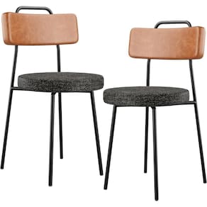 Kit 02 Cadeiras Decorativas Estofada Sala Jantar Barcelona L02 Couríssimo Camel Linho Chumbo