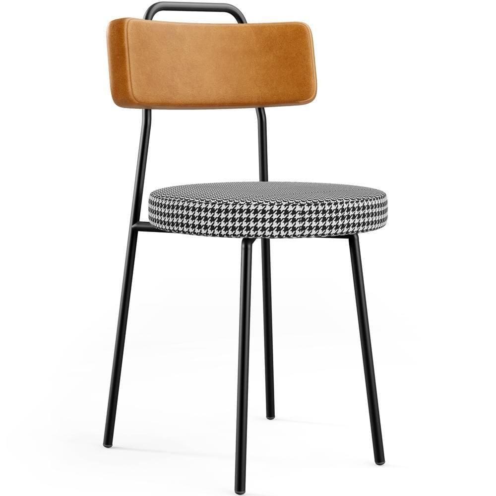 Cadeira Decorativa Estofada Para Sala De Jantar Barcelona L02 Couríssimo Whisky Pied Poule