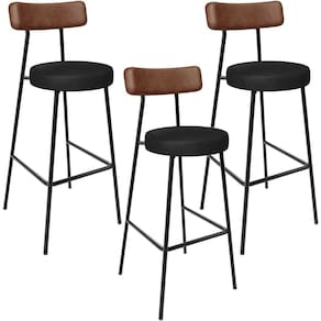 Kit 03 Banquetas Alta Bar Cozinha Sala De Jantar Milão L02 Couríssimo Marrom Preto