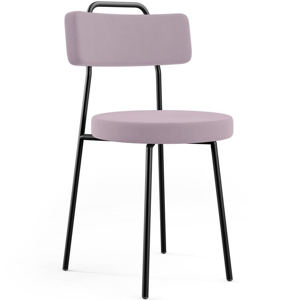 Cadeira Decorativa Estofada Para Sala De Jantar Barcelona L02 Suede Rosê