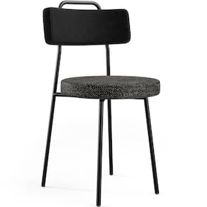 Cadeira Decorativa Estofada Para Sala De Jantar Barcelona L02 Couríssimo Preto Linho Chumbo