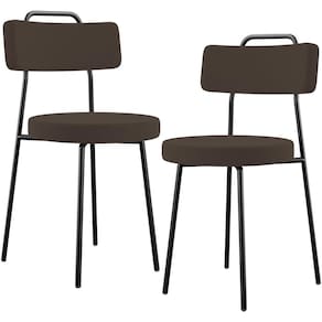 Kit 02 Cadeiras Decorativas Estofada Para Sala De Jantar Barcelona L02 Suede Marrom