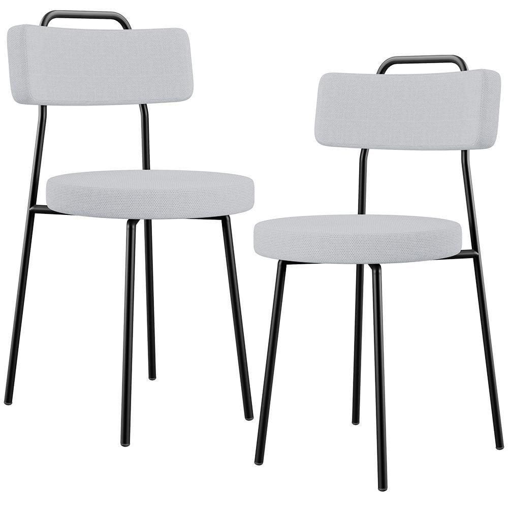 Kit 02 Cadeiras Decorativas Estofada Para Sala De Jantar Barcelona L02 Linho Cinza