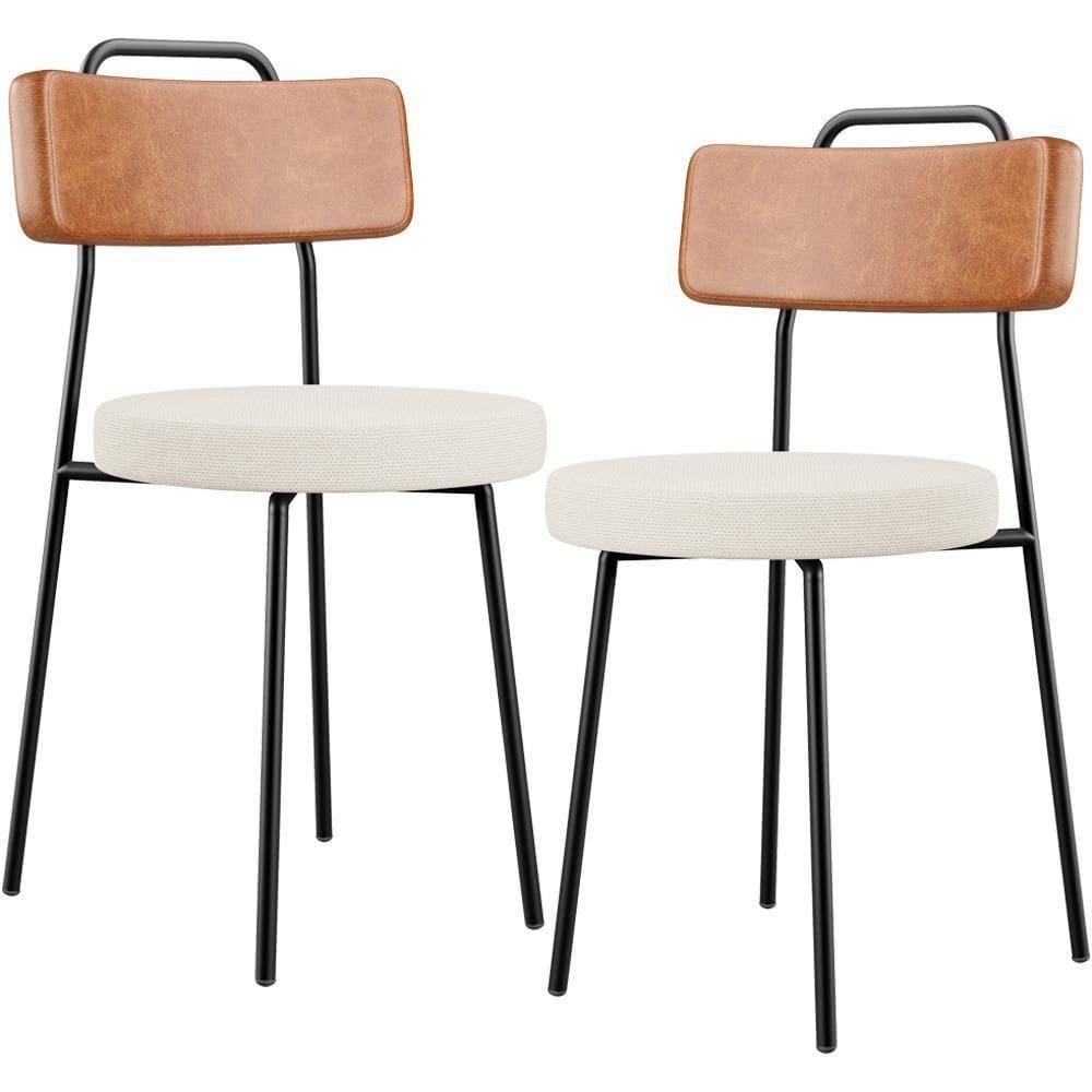Kit 02 Cadeiras Decorativas Estofada Sala De Jantar Barcelona L02 Couríssimo Camel Linho Cru
