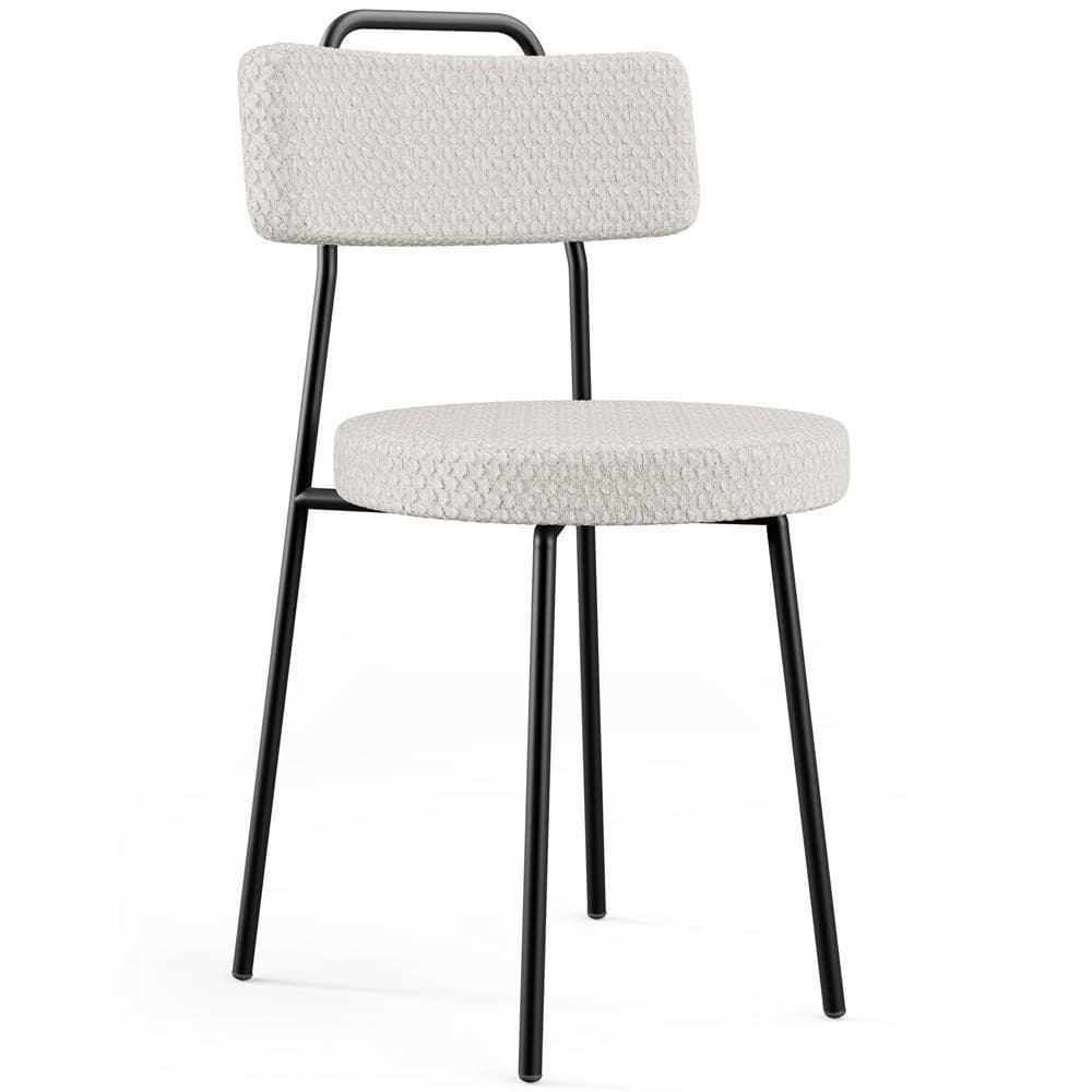 Cadeira Decorativa Estofada Para Sala De Jantar Barcelona L02 Bouclê Cru