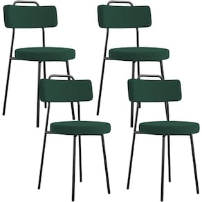 Kit 04 Cadeiras Decorativas Estofada Para Sala De Jantar Barcelona L02 Bouclê Verde - Lyam Decor