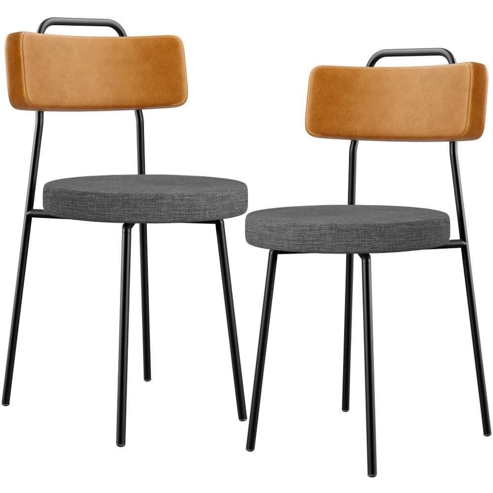 Kit 02 Cadeiras Estofada Sala De Jantar Barcelona L02 Couríssimo Whisky Linho Cinza Escuro