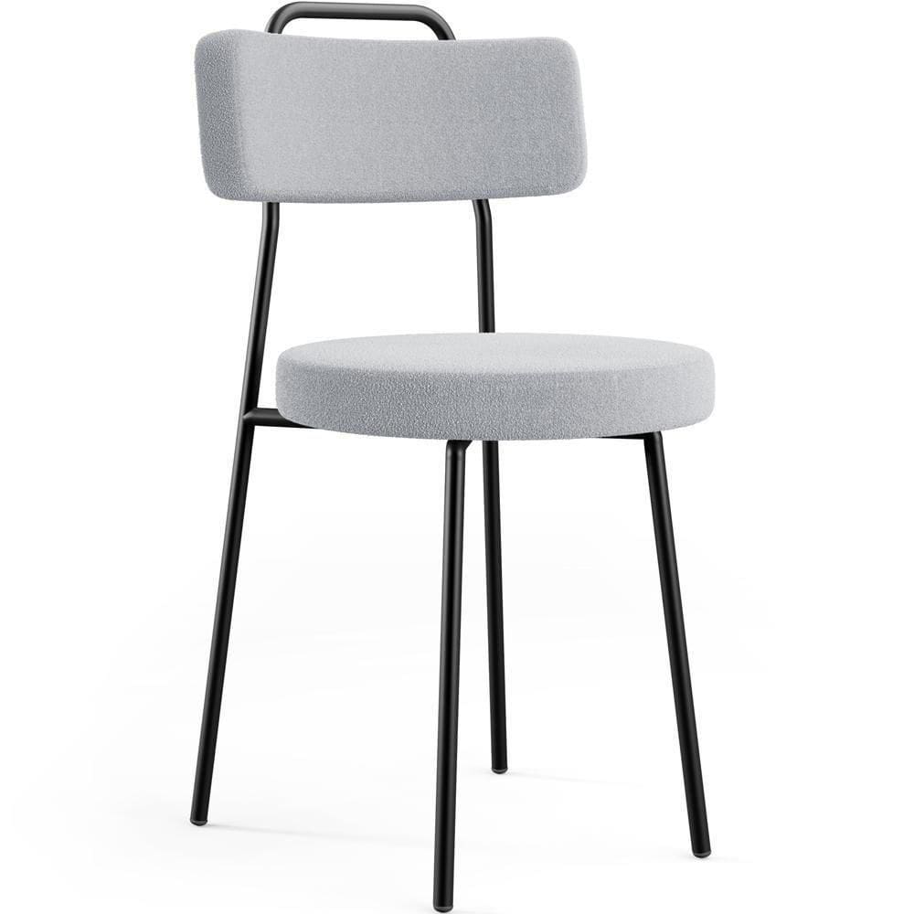 Cadeira Decorativa Estofada Para Sala De Jantar Barcelona L02 Bouclê Cinza
