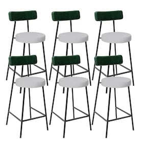 Kit 06 Banquetas Baixa Bar Cozinha E Sala De Jantar Milão L02 Facto Verde Linho Cinza -LyamDecor