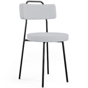 Cadeira Decorativa Estofada Para Sala De Jantar Barcelona L02 Linho Cinza