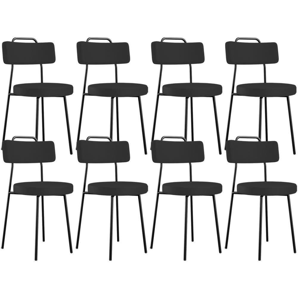 Kit 08 Cadeiras Decorativas Estofada Para Sala De Jantar Barcelona L02 Facto Preto - Lyam Decor