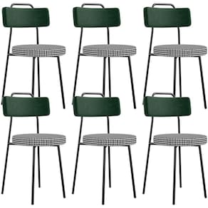 Kit 06 Cadeiras Decorativa Estofada Sala Jantar Barcelona L02 Facto Verde Musgo Pied Poule - Lyam