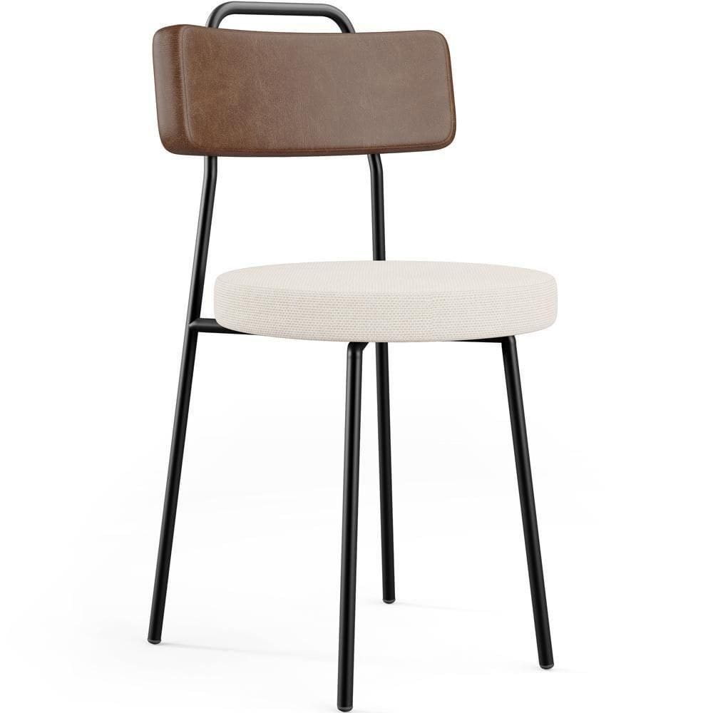 Cadeira Decorativa Estofada Para Sala De Jantar Barcelona L02 Couríssimo Marrom Linho Cru
