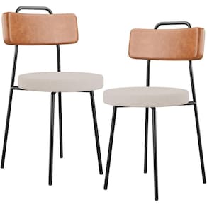 Kit 02 Cadeiras Decorativas Estofada Sala Jantar Barcelona L02 Couríssimo Camel Linho Bege