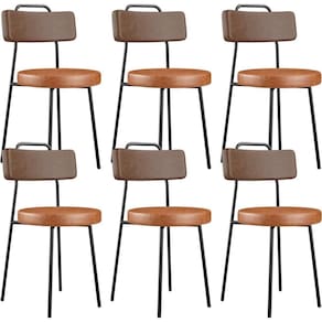 Kit 06 Cadeiras Decorativas Estofada Para Sala Jantar Barcelona L02 Couríssimo Marrom Camel - Lyam