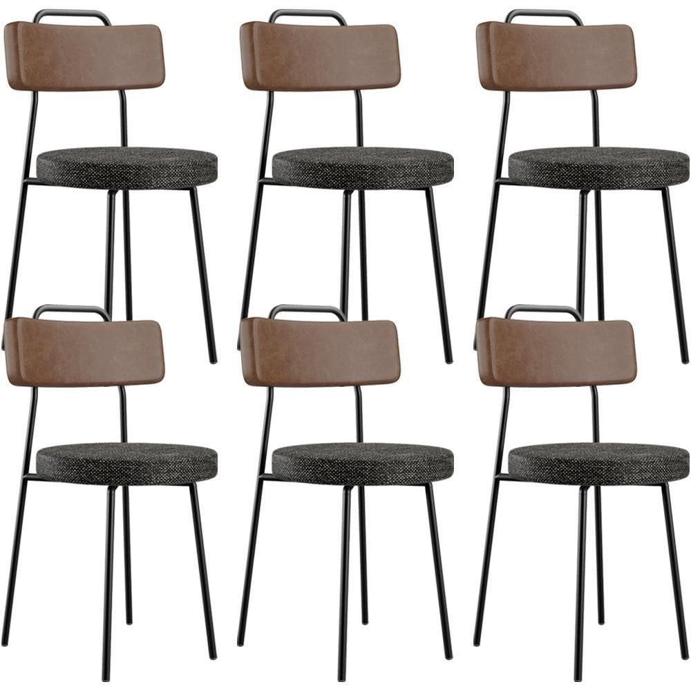 Kit 06 Cadeiras Estofada Para Sala De Jantar Barcelona L02 Couríssimo Marrom Linho Chumbo - Lyam