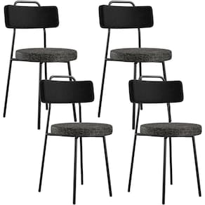 Kit 04 Cadeiras Decorativa Estofada Sala Jantar Barcelona L02 Couríssimo Preto Linho Chumbo - Lyam
