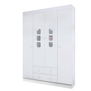 Guarda Roupa Infantil Com 4 Porta E 2 Gavetas Lívia Cor Branco Phoenix Baby