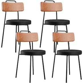 Kit 04 Cadeiras Decorativas Estofada Para Sala Jantar Barcelona L02 Couríssimo Camel Preto - Lyam