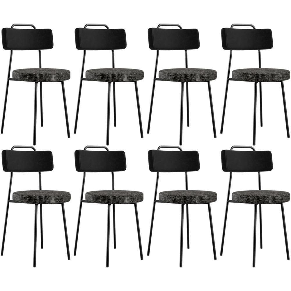 Kit 08 Cadeiras Decorativa Estofada Sala Jantar Barcelona L02 Couríssimo Preto Linho Chumbo - Lyam