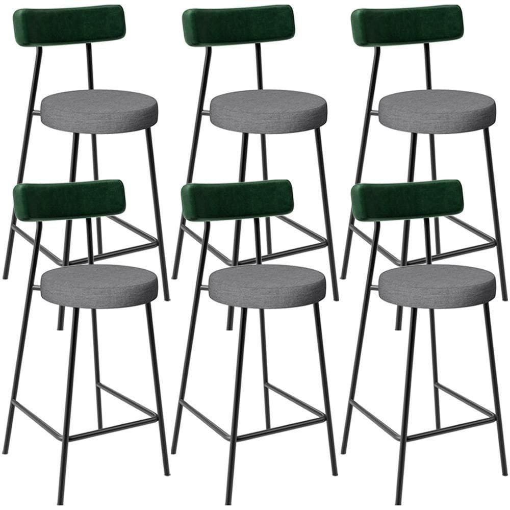 Kit 06 Banquetas Baixa Cozinha E Sala Jantar Bancada Milão L02 Facto Verde Cinza Escuro - Lyam Decor