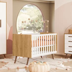 Berço Mini Cama Para Quarto Infantil Linha Retro freijo Toq-branco Acetinado