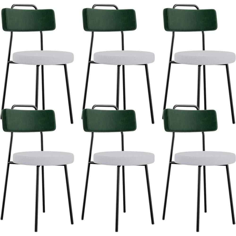 Kit 06 Cadeiras Decorativa Estofada Sala Jantar Barcelona L02 Facto Verde Musgo Linho Cinza - Lyam